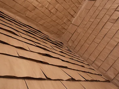 Wall instalation by paper bags apple design interior mac mode:lina modelina reatil retail