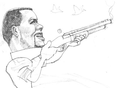 Cardale Jones goes duck hunting caricature duck hunting ohio state oregon portrait sketch