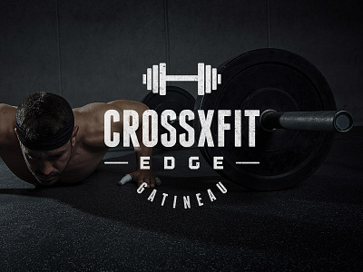 Crossfit crossfit dumbell edge gym logo muscle musculation typography