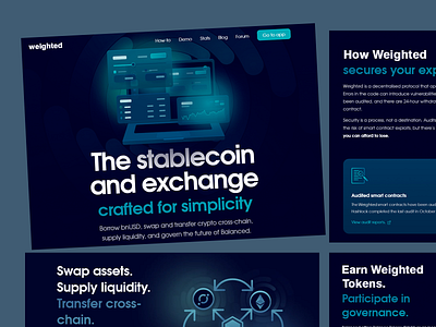 Professional landing page for Weighted crypto for beginners crypto laning page interface digital economy website financial data visualization interactive design interactive landing page design landing page liquidity supply modern web design professional design professional landing page design responsive design stablecoin platform tokenized economy ui ui ux ux web interface web3 platform weighted