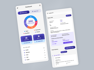 Lead Management App Design app client dashboard lead lead management lead management app management mobile app design product design prospect ui ui design ui ux ux design