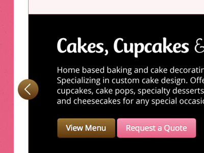 Cake Queen Website Carousel banner border button carousel design development website