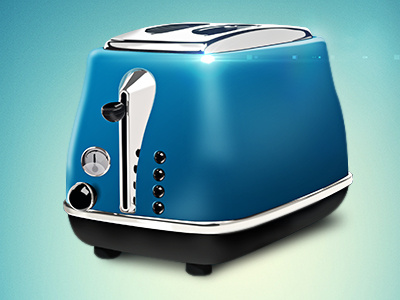 toaster blue chrome design equipment graphic icon illustration kitchen realistic toast toaster