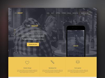 Mount - New App Landing Page app landing mount page psd theme