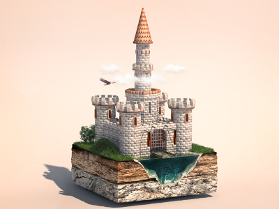 Medieval castle 3d c4d castle illustration