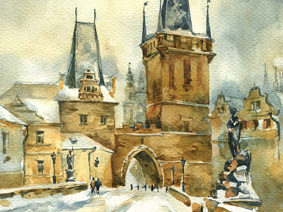 Prague architecture city landscape architecture prague watercolor