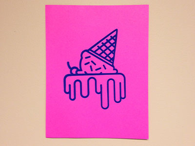 Melting Fun ice cream icon print simple