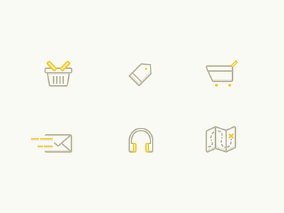 Random iconography basket cohesive consistent mail flatdesigner headphone headphone icondesigner icon iconography mobile india outline icons pin map inspiration tag cart recent web designer yellow passionate