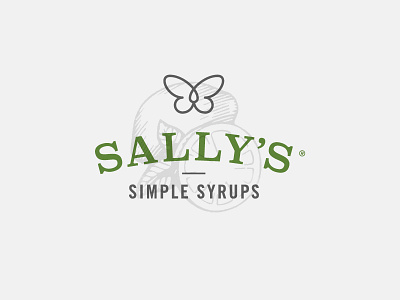 Sally's Simple Syrups apparel branding butterfly icon identity lockup logo typography