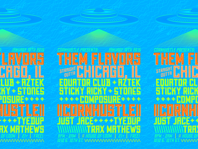 Them Flavors Flyer dj flyer illustration linework minimal music nebraska neon poster spaceship typography ufo
