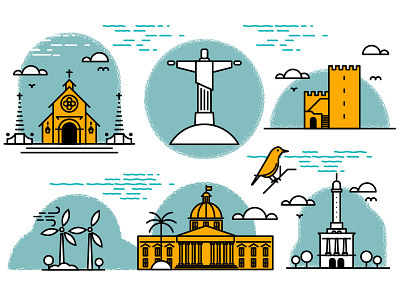 Dominican Republic Icons church dominic dominican republic editorial fortress icon design illustration landmark vector