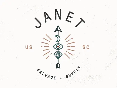 You Need Janet arrow diamond eye identity illustration lettering lockup logo mark symbol type vintage