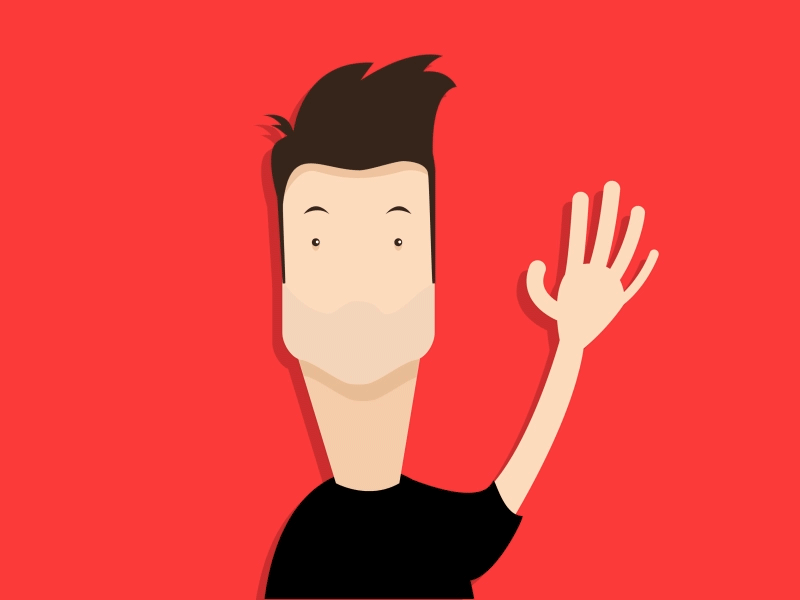 Hi! animation design flat guy hair hi motion portrait site user video website