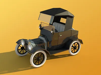 Model T antique c4d car low model poly t