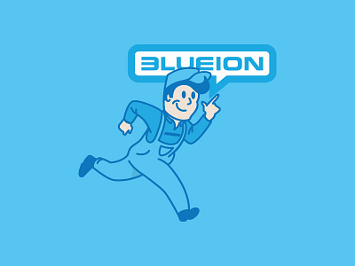 Blue Ion Guy badges flat icons illustration illustrator lines logos vector