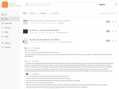 Hn Search algolia api hacker news hn search ui ux