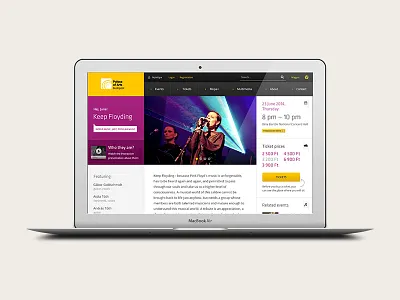 Palace of Arts Events Page events layout macbook palace of arts subpage web