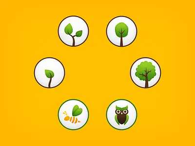 Experience badges badges bee forest gamification grow owl status tree