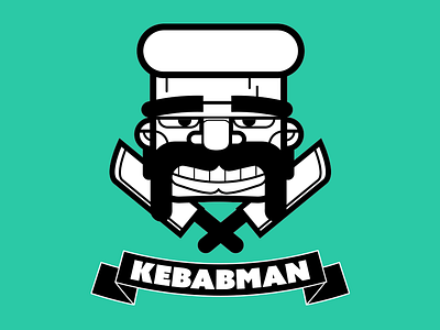 Kebabman Happy character design food kebab logo vector
