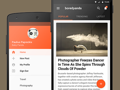 Boredpanda Android app navigation concept android boredpanda material design navigation nexus