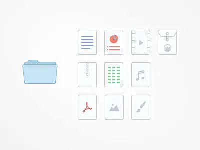 File icons audio creative custom file excel image pdf psd sound video word zip