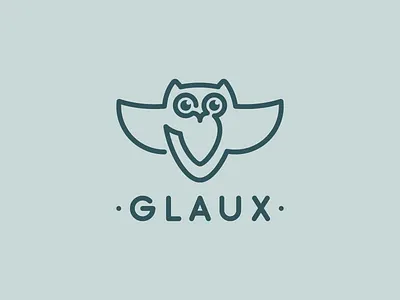 Glaux bird line logo mark owl simple symbol