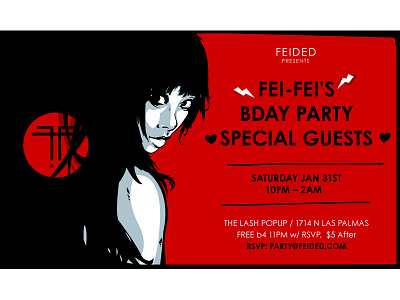 Fei fei bday web flyer fei fei feided flyer illustration party red vector