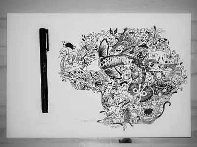 Doodles black white doodle draw illustration ink