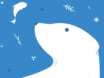Polar Bear Close Up berries fish leaves polar bear poster texture vector winter