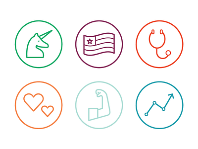 Icons flag heart icon iconography illustration pictogram rosie the riveter stethoscope symbol unicorn