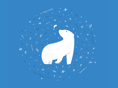 Polar Bear berries fish leaves polar bear poster texture vector winter