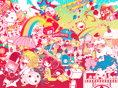 A Fault In Our Universe bright colorful crazy cute fun illustration insanity