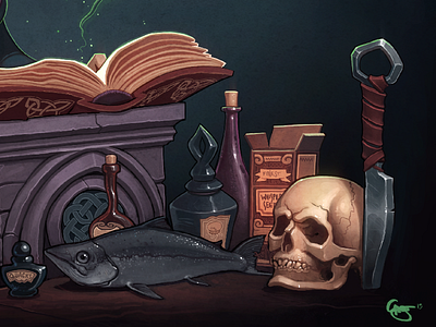 Reagents fish knife skull