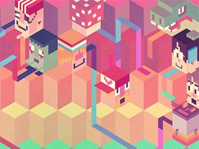 Cubepeople colors geometric happy vector