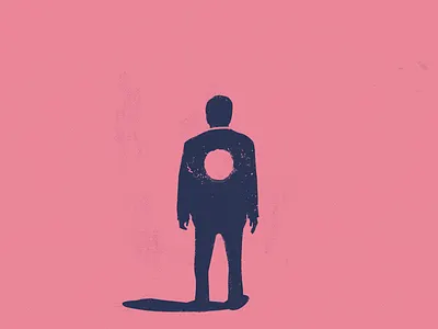 A Hole in the Middle brooding man design illustration little round mirrors silhouette warm up