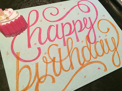 Happy Birthday birthday card hand lettered happy lettering script