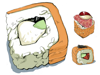 Sushi food illustration japanese salmon sushi