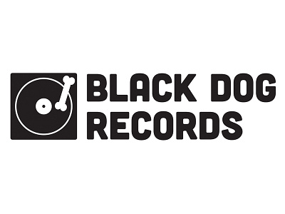 Black Dog Records Logo V1 black bone branding dog identity illustration record record shop record store records turntable vinyl