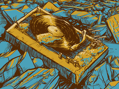 Record Player drawing illustration poster wip