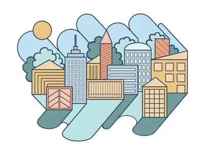 City landscape buildings city colors landscape line new york pastel pattern start up sun