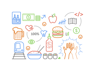 LendUp Perks benefits careers flat icons illustrations jobs lendup perks vector