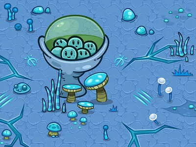 Blue Zone alien environment game game art illustration mobile game vector