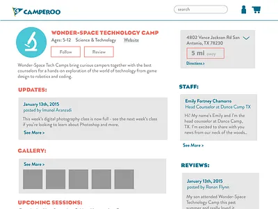 Camperoo Feature Page Redesign interaction design layout redesign user experience ux ux design