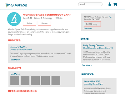 Camperoo Feature Page Redesign interaction design layout redesign user experience ux ux design
