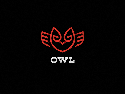 Owwwl grunge line logo mark owl simple