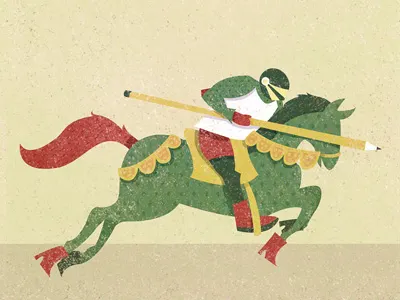 Break A Lead horse illustration knight pencil