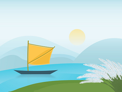 Boating bangladesh boat catkin earth mountains nature river sky sun vector water