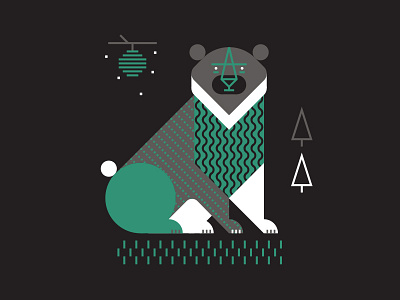 Bear bear beehive bott grass illustration luke tree