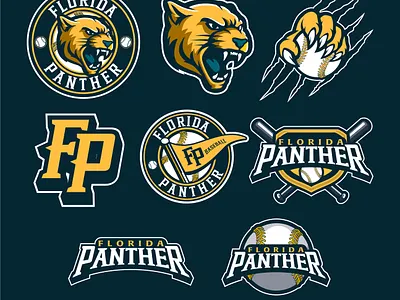 FLORIDA PANTHER BASEBALL baseball design esport logo graphic design illustration logo logo design mascot design mascot logo sport logo vector