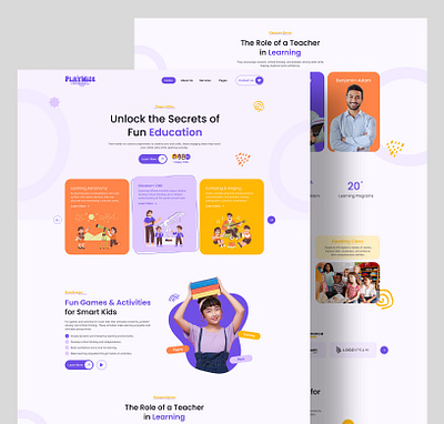 Playwize - Kids Education Landing Page design ecourse education elementor figma kids landing page rometheme school ui web